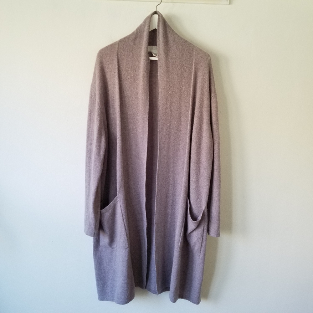 Arlotta Cashmere Wool Lavender Robe Cardigan Sweater Cover Up Medium